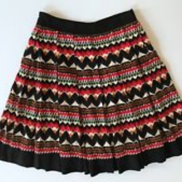 Anthropologie Dresses & Skirts - Fei Aztec Tribal Pattern Lined Pleated Skirt 2